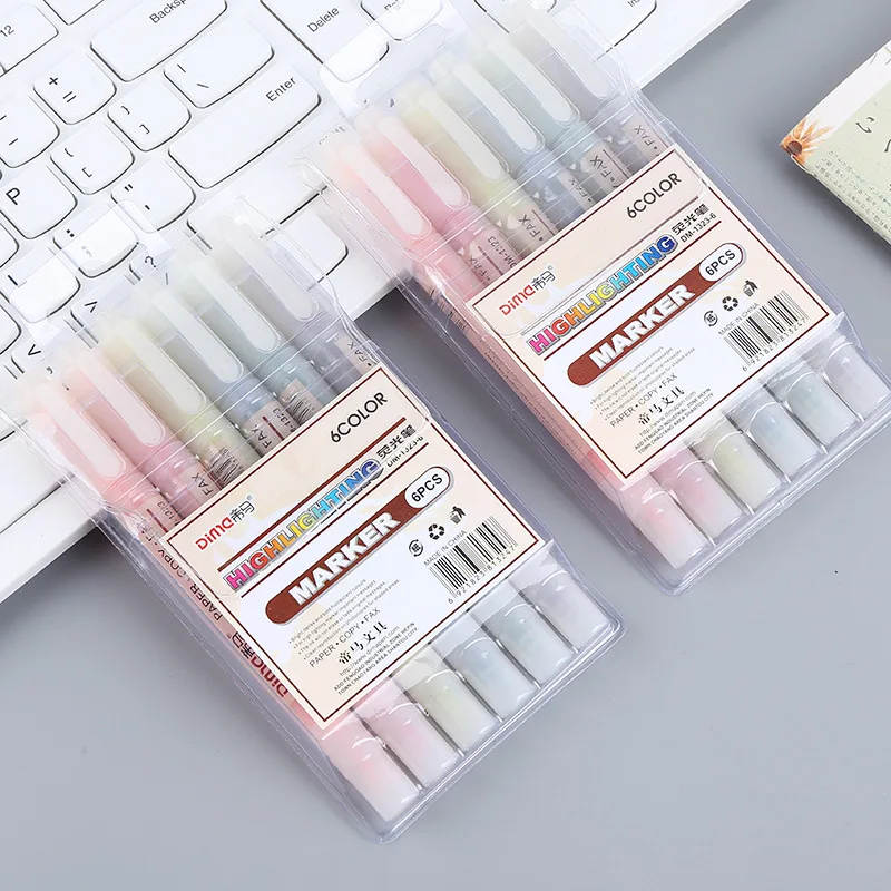 6 kolorów/zestaw podwójna głow – Pastel Highlighter Set Double Ended recenzja i cena